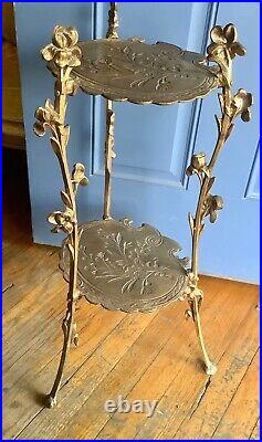 Ornate Cast Metal Iron metal 3 Tier tiered Plant Stand Vtg