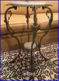 Ornate Victorian Onyx Stone & Metal Plant/Fern Stand (circa early 1900s)