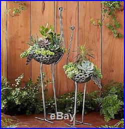Ostrich Planter Recycled Metal Planters Bird Plant Pots Garden Art Patio Decor