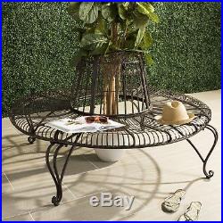 Outdoor Garden Living Ally Brown Wrought Iron Round Tree Bench Plant Stand Sttol