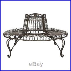 Outdoor Garden Living Ally Brown Wrought Iron Round Tree Bench Plant Stand Sttol