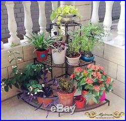 Outdoor Indoor Pots Plant Stand Garden Balcony Metal 3 Tier Shelves Corner Rack