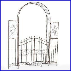 Outdoor Metal Gate Arbor with Plant Stands Garden Pergola Arch Iron Trellise New