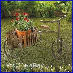 Outdoor Metal Plant Stand Tricycle Flowers Decoration Decor Display Garden Patio