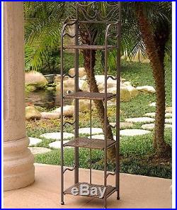Outdoor Plant Shelves Stand Powder Coated Weather Resistant Antique Patio Brown