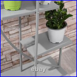 Outsunny 5 Tier Metal Plant Stand with Hangers, Half Moon Shape Flower Pot
