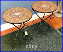PAIR Glass Mosaic Accent Folding Table 14.5 x 21.5 Side End Table Plant Stand