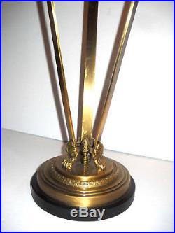 PAIR Vintage Mid Century Hollywood Regency Tall Pedestal Brass Ornate Planters