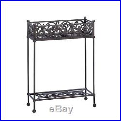 PLANT STAND Cast Iron Two-Tier Rectangular Potted Plant Holder NEW