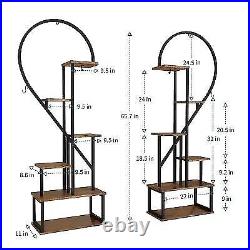 POTEY 6 Tier Metal Plant Stand, Creative Half Heart Shape Ladder Plant Stands