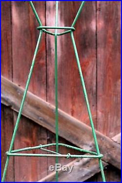 Pair 36 Vintage Wire Florist Plant Stand Old Green Paint Funeral Church Antique