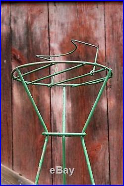 Pair 36 Vintage Wire Florist Plant Stand Old Green Paint Funeral Church Antique
