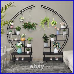 Pair 6 Tiers Iron Flower Rack Plant Stand Bonsai Shelf Indoor Artisasset WithWheel