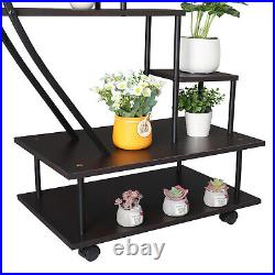 Pair 6 Tiers Iron Flower Rack Plant Stand Bonsai Shelf Indoor Artisasset WithWheel