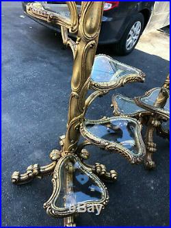 Pair Italian Gold Spiral Staircase Plant Stand Floor Display Stands