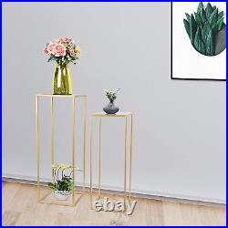 Plant Flower Pot Rack Metal Display Holder Indoor Outdoor Tall Pedestal 2 pcs