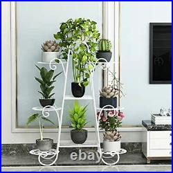 Plant Rack Flower Rack Metal Plant Stand, 9- Tier Plant Stands Indoor White