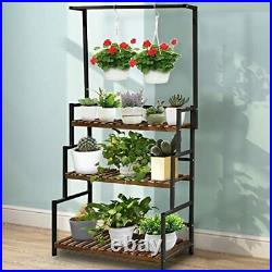 Plant Stand, 3-Tier Hanging Plant Shelves, Metal Flower Shelf Indoor with