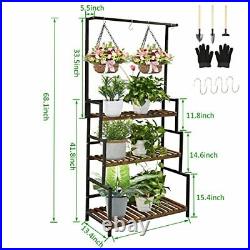 Plant Stand, 3-Tier Hanging Plant Shelves, Metal Flower Shelf Indoor with
