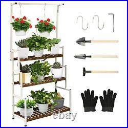 Plant Stand 3-Tier Hanging Plant Shelves Metal Flower Shelf Indoor with Displ