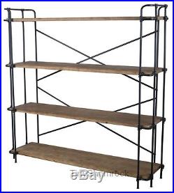 Plant Stand Bakers Rack Book Shelf Industrial Style Iron Wood Wide Bookcase NEW