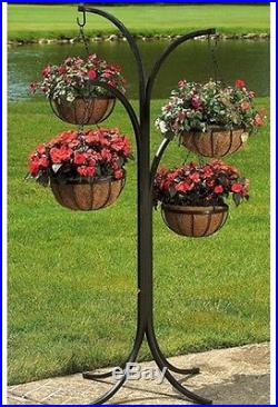 Plant Stand Flower Pots Hanging Planter Basket Outdoor Hanger Garden Lawn Holder