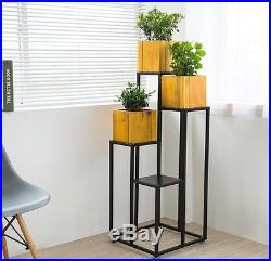 Plant Stand Indoor 4 Tiers Planter Shelf Shelves Pots Display Holder Black Metal