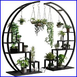 Plant Stand Indoor 5 Tier Tall, Metal Half Moon Plant Shelf 2 Pack, Stylish T