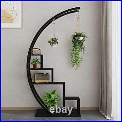 Plant Stand Indoor 5 Tier Tall, Metal Half Moon Plant Shelf 2 Pack, Stylish T