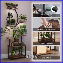 Plant Stand Indoor with Grow Lights, 8 Tiered Tall Plant Shelf, Metal Wooden Pla