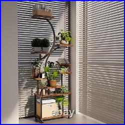 Plant Stand Indoor with Grow Lights, 8 Tiered Tall Plant Shelf, Metal Wooden Pla