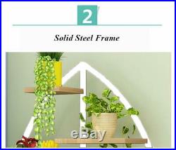 Plant Stand Shelves Iron Frame Flower Bonsai Shelf Wood Display Holder 7-Layer