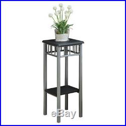 Plant Stand Square 2 Tier Shelf Metal Wood Flower Home Decor Indoor Furniture