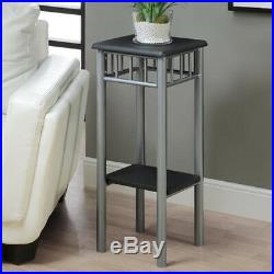 Plant Stand Square 2 Tier Shelf Metal Wood Flower Home Decor Indoor Furniture