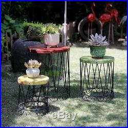 Plant Stand Table Metal Plant Stand Accent Round Nesting Stool Side End Table