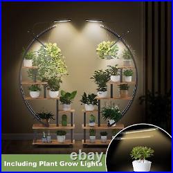 Plant Stand with Grow Light, 6 Tier Tall Plant Stand Indoor with 4 Hanging Ho