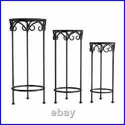 Plant Stands Set of 3 Indoor or Outdoor Nesting Wrought Black 3 Round Stands