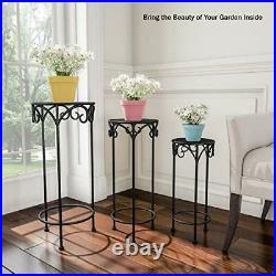 Plant Stands Set of 3 Indoor or Outdoor Nesting Wrought Black 3 Round Stands