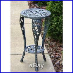 Plant Table Stand 2-Tier Cast Iron Grape Design Mediterranean Style in Gray