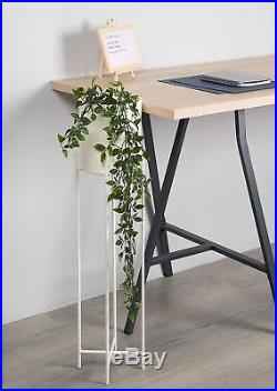 Planter 2 Pieces Plant Stand Set Modern Plastic Tall Metal Stand Indoor Outdoor