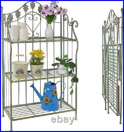 Pre-Assembled Folding Metal Shelf Plant Stand Shelving Unit Bookcase