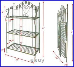 Pre-Assembled Folding Metal Shelf Plant Stand Shelving Unit Bookcase