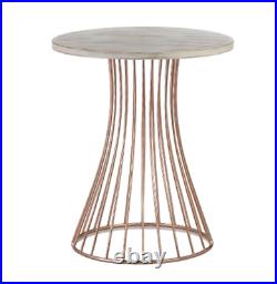 ROSE GOLD metal white mid century modern art side End accent Table plant stand