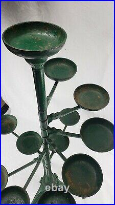 Rare 12 Holder Antique Victorian Cast Iron Swing Arm Plant Stand (most Only 10)