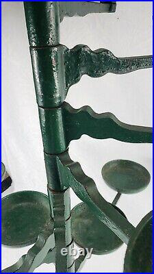Rare 12 Holder Antique Victorian Cast Iron Swing Arm Plant Stand (most Only 10)