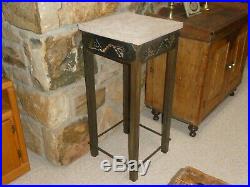 Rare Vintage Southwestern Style Stone Top Bronze Base Table Stand Display Plant