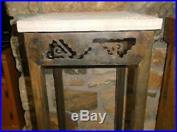 Rare Vintage Southwestern Style Stone Top Bronze Base Table Stand Display Plant