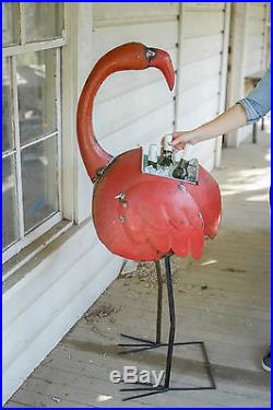 Recycled Flamingo Planter Cooler Ice Bucket Beverage Tub Holder Coastal Bird