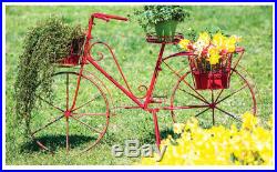 Red Metal Bicycle Plant Stand Outdoor Planter Bycycle Garden Yard Decor