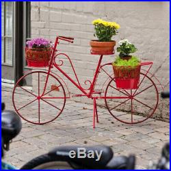 Red Metal Bicycle Plant Stand Outdoor Planter Bycycle Garden Yard Decor
